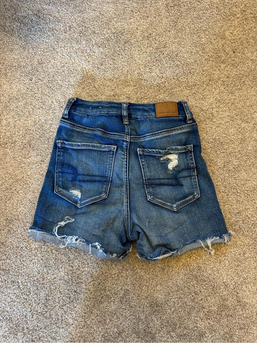 American Eagle Outfitters Distressed Denim Shorts - Dark Blue